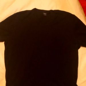 Men's Short sleeved shirt Dark Blue "Boss" brand V cut, regular fit , like new